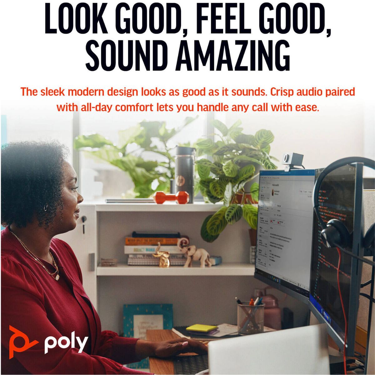 Poly Blackwire 3325 Stereo USB-C Headset, USB-C & 3.5mm Connectivity, USB-C to USB-A Adapter, Noise-Canceling Microphone, Stereo Audio, Black | 8X221AA