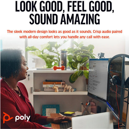 Poly Blackwire 3325 Stereo USB-C Headset, USB-C & 3.5mm Connectivity, USB-C to USB-A Adapter, Noise-Canceling Microphone, Stereo Audio, Black | 8X221AA