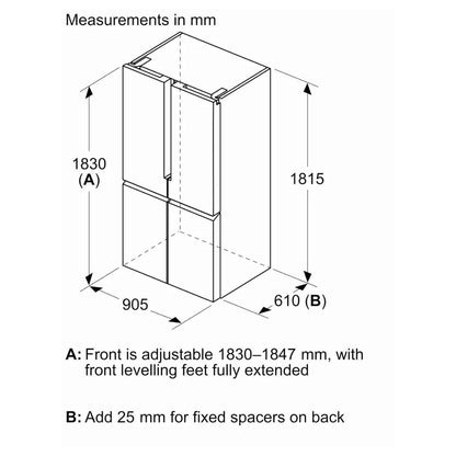 Siemens iQ300 French Door Bottom Freezer Refrigerator 605L