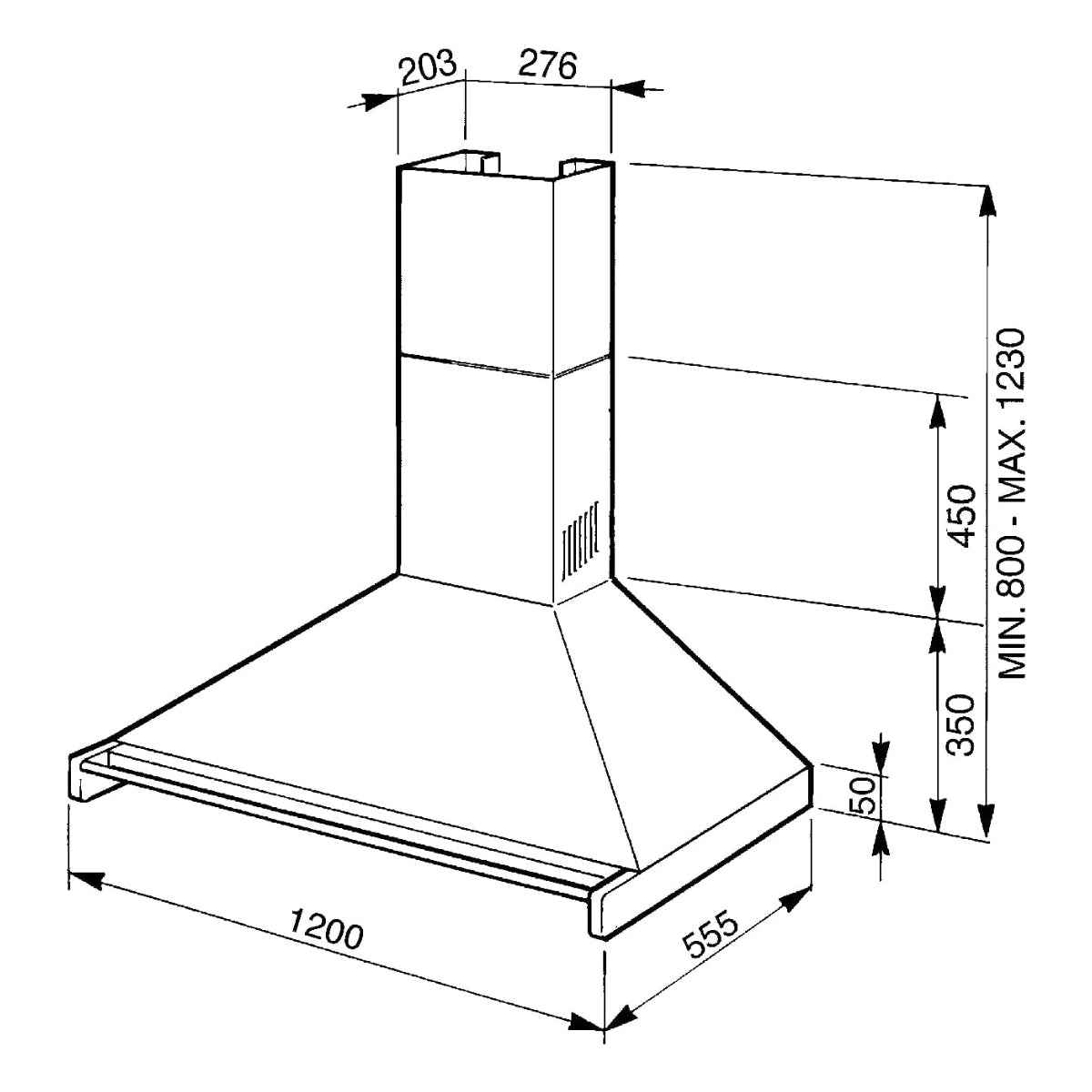 Smeg KD120HXE 120cm Classica / Opera Chimney Cooker Hood – Stainless Steel Wall, Decorative Hood