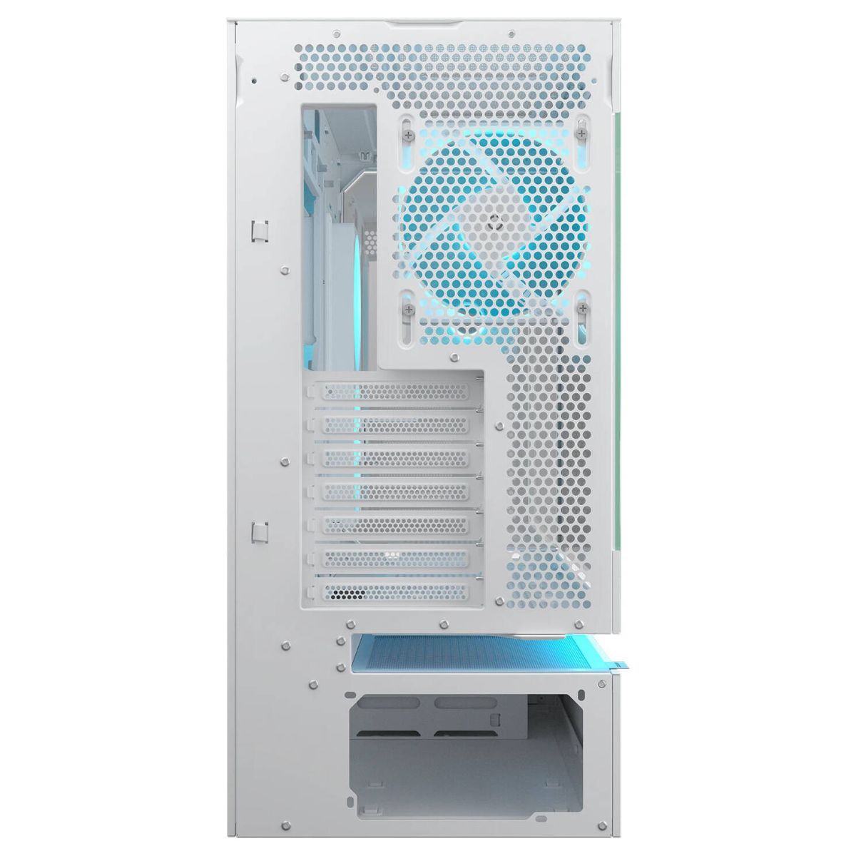 Cougar CFV235 ATX Mid-Tower Computer Case, Unity 240mm Reverse ARGB Fan + 120mm ARGB Fan, Panoramic Glass, Vertical GPU Support, White | 382DA40.0002