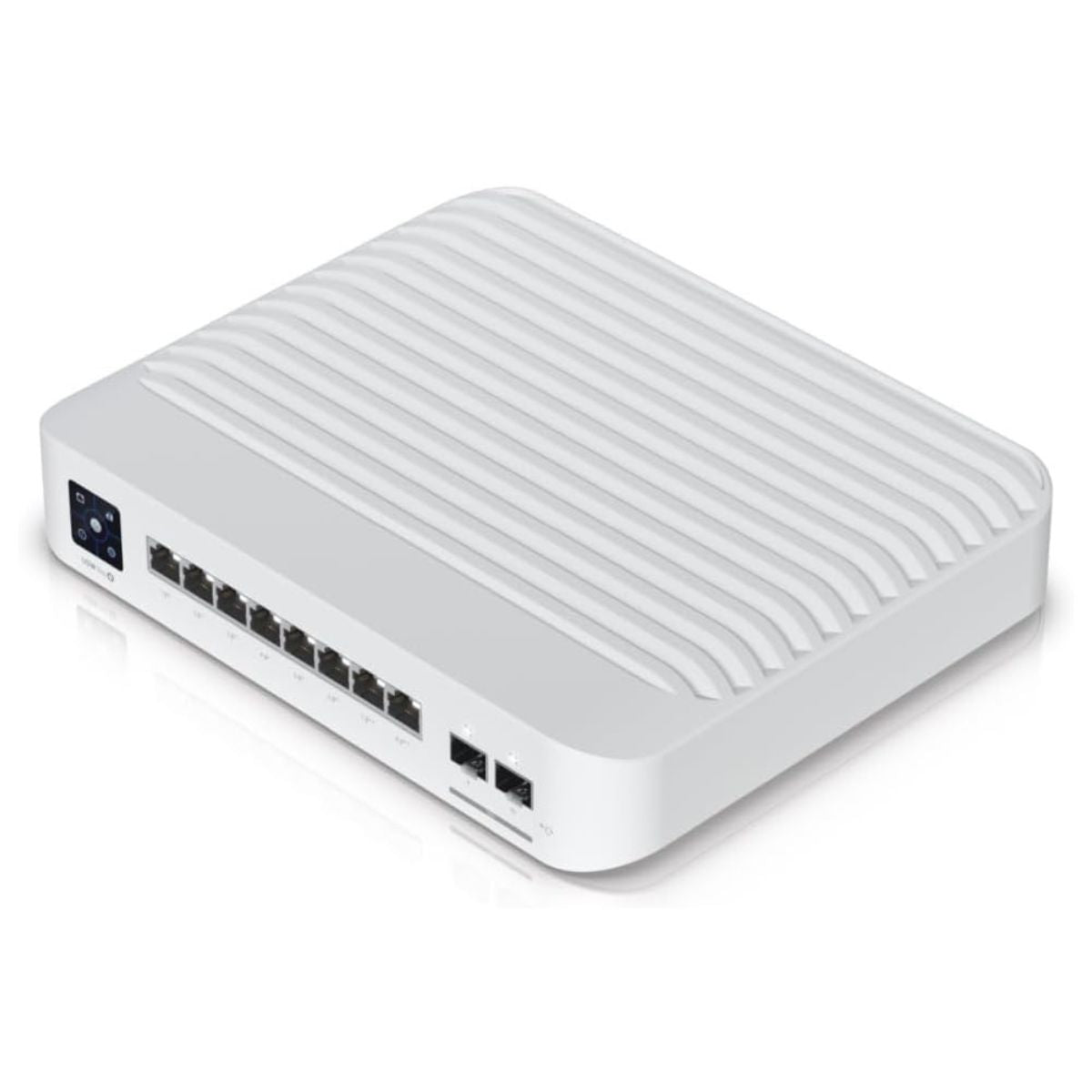 Ubiquiti Networks Pro 8 PoE Switch, 1.3" Touchscreen, AR Switch Management, 8-port, Layer 3 Switch with PoE+ &amp; PoE++ Output, 120 W PoE Availability, Wall-Mountable Kit, White | USW-PRO-8-POE