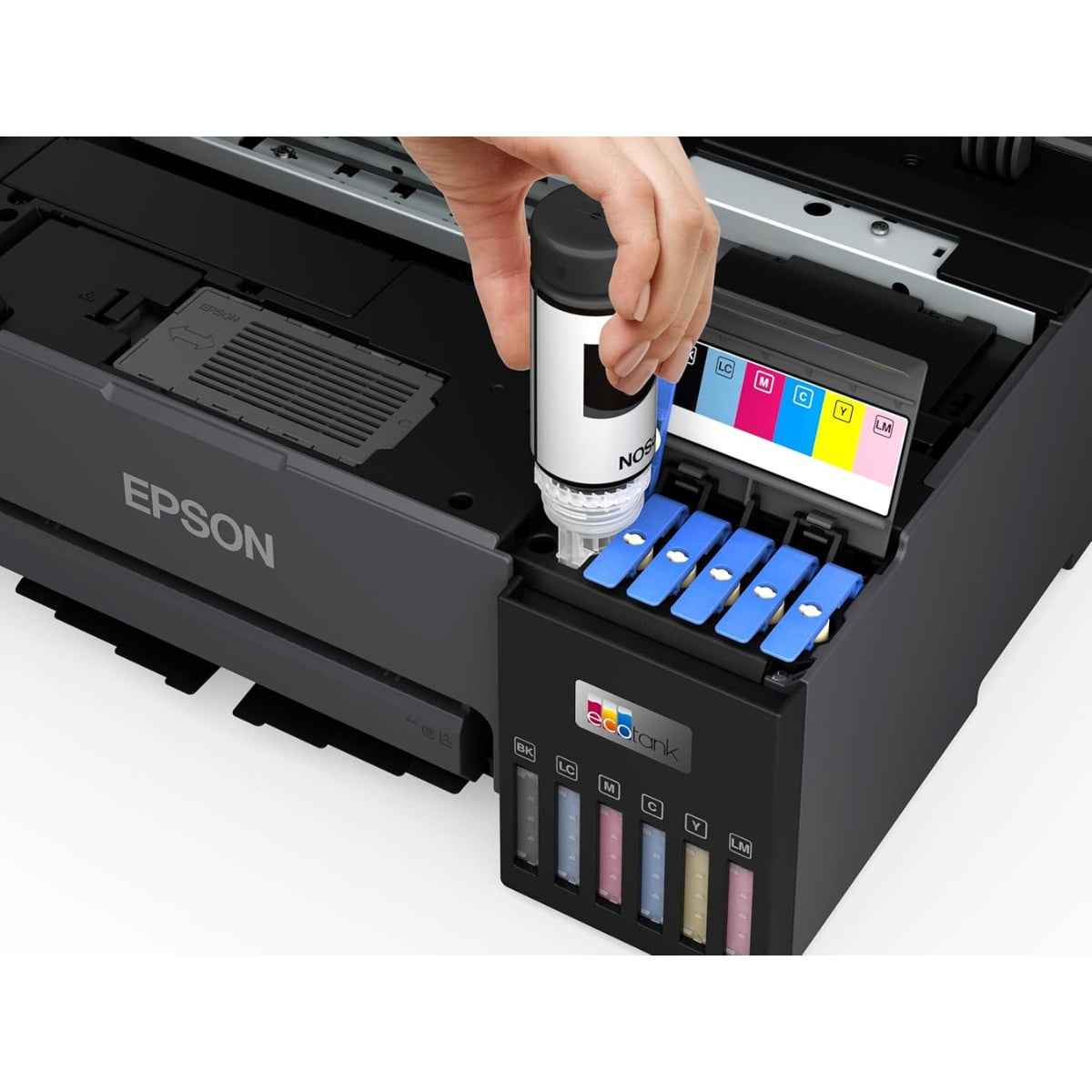 Epson EcoTank L8050 High Volume 6 Colour A4 Photo Printer, Print 10x15cm Borderless Photos, 5.760 x 1.440 DPI Resolution, 22 ppm Print Speed, Black | C11CK37405