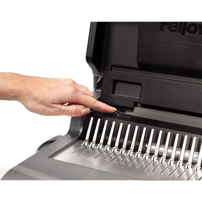 Fellowes Quasar+ 500 Manual Comb Binding Machine | 25 Sheet Punch Capacity | 500 Sheet Binding Capacity | 50mm Comb Size | Heavy-Duty Office Binder | Grey