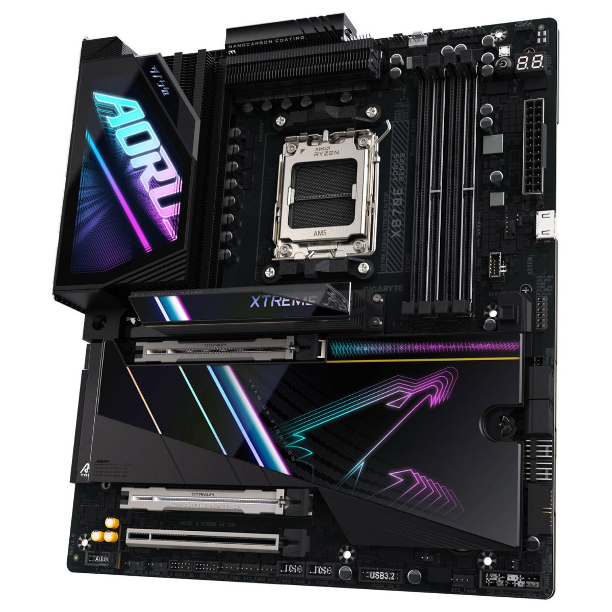 GIGABYTE X870E Aorus XTREME AI TOP E-ATX AM5 Motherboard, AMD X870E Chipset, 4x DDR5 DIMM Slots, Up to 256GB Max Memory, 2x PCIe 5.0 x16 Slot, 4x M.2 Slots | X870E-A-XTREME-AI-TOP