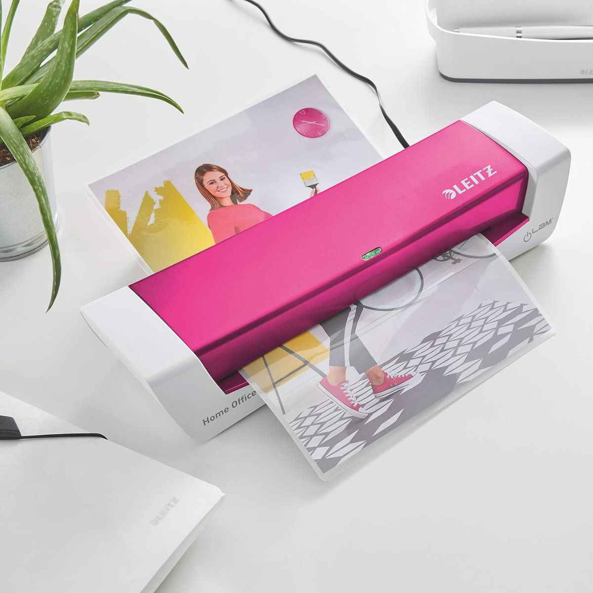 Leitz iLAM A4 Home Office Laminator – 80–125 Micron, Fast Warm-Up | Green, Blue, Gray, pink color