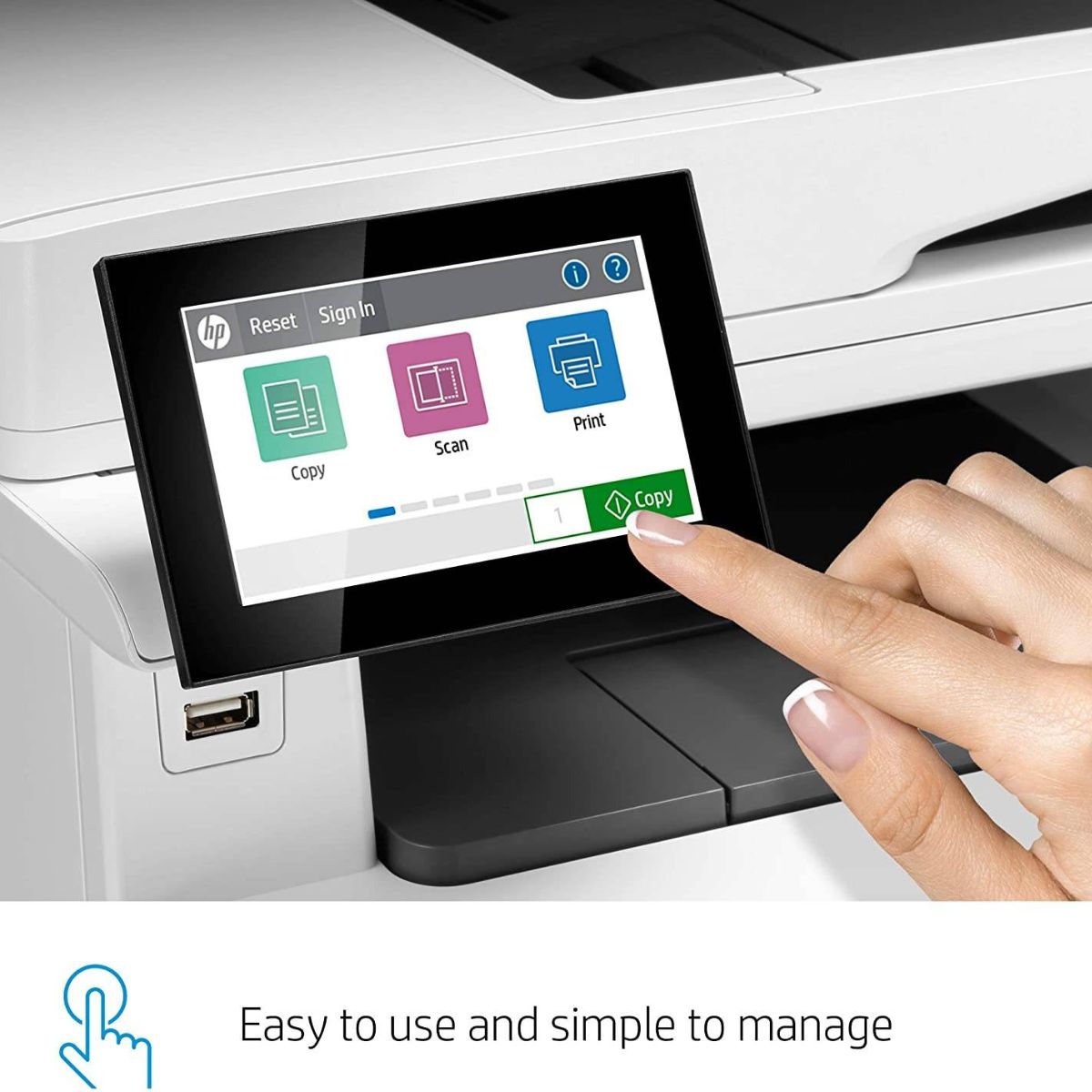 HP M480F Color LaserJet Enterprise Multifunction Printer, Up To 29ppm Print Speed, Auto Duplex, 4.3'' Color Touch, 50 Sheet ADF, 250 Sheets Input Tray, Print / Copy / Scan / Fax, White | 3QA55A