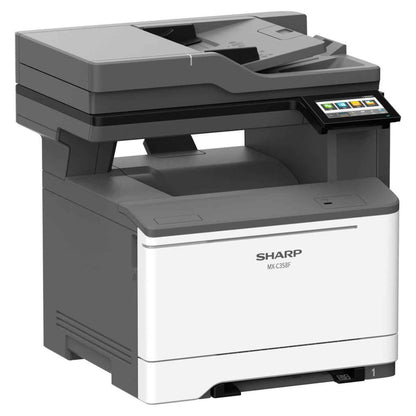 Sharp MX-C358F Multifunction Printer, 4.3" Colour LCD Touchscreen, 1200 x 1200 DPI Resolution, 33 Colour, 33 B/W PPM Print Speed, Max 2001 Sheets Paper Capacity, Gray | MX-C358F