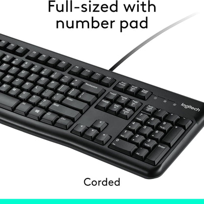 Logitech MK120 Wired Keyboard and Mouse Combo | Full-Size Keyboard | Optical USB Mouse | English/Arabic Layout | Black | 920-002546