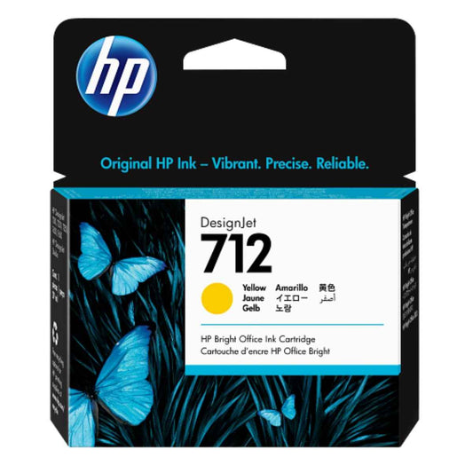 HP 712 29‑ml DesignJet Original Ink Cartridge – Cyan, Magenta, Yellow, Black – Professional Large-Format Printing for HP DesignJet – High-Precision, Reliable OEM Ink