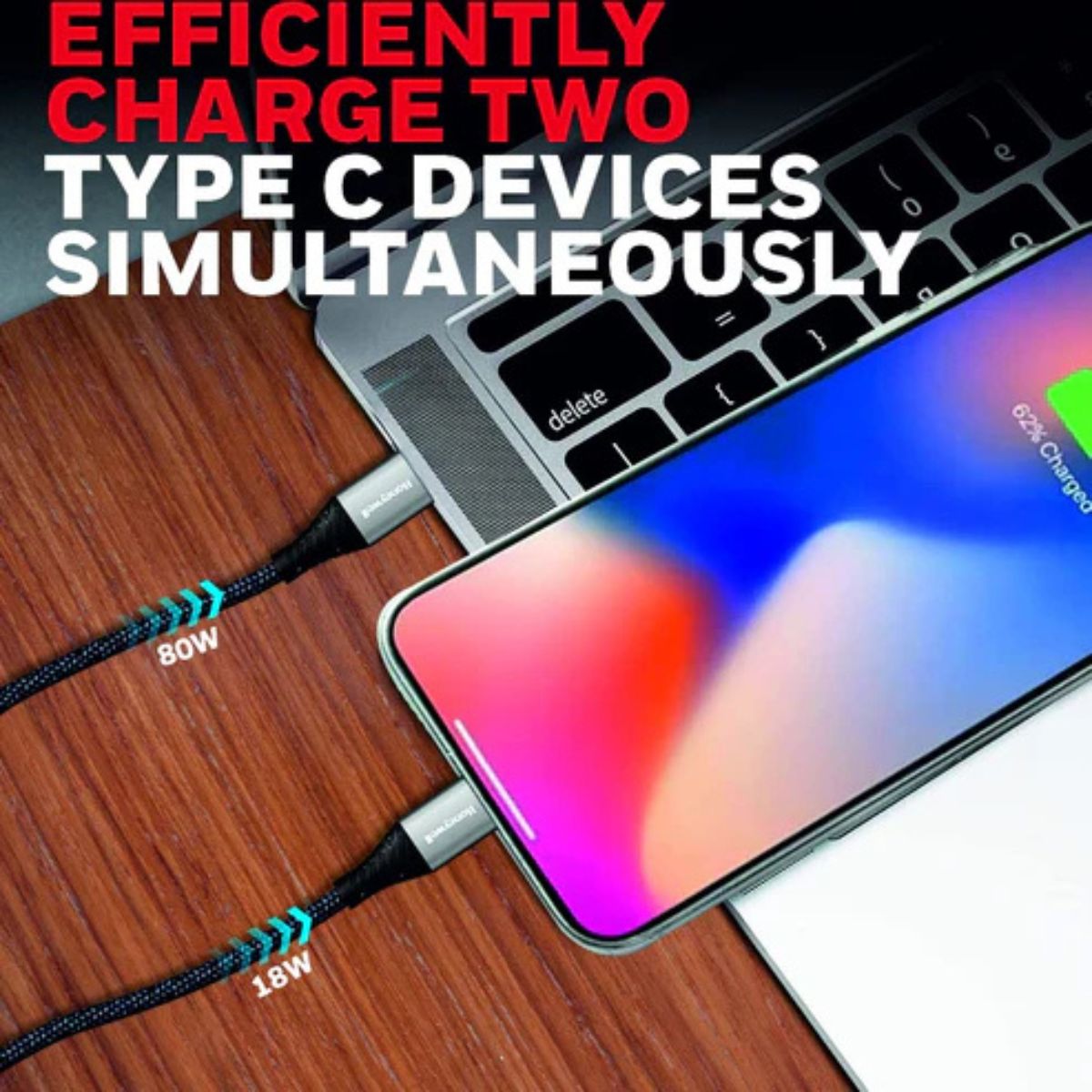 Honeywell Type-C to Dual Type-C Charge & Sync Cable, 1.8Mtr