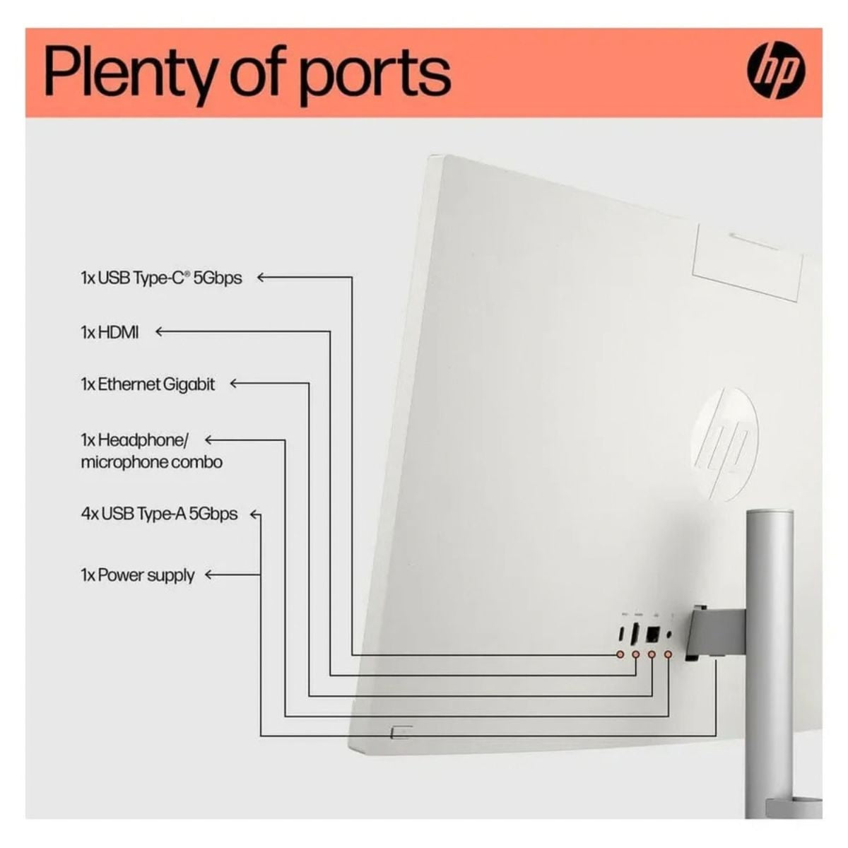 HP 24-CR0007NE All-in-One Desktop PC | AMD Ryzen 5 7520U | 8GB LPDDR5 | 512GB SSD | 23.8-Inch FHD | Windows 11 Home | 9C9F9EA