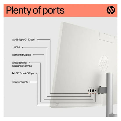 HP 24-CR0007NE All-in-One Desktop PC | AMD Ryzen 5 7520U | 8GB LPDDR5 | 512GB SSD | 23.8-Inch FHD | Windows 11 Home | 9C9F9EA
