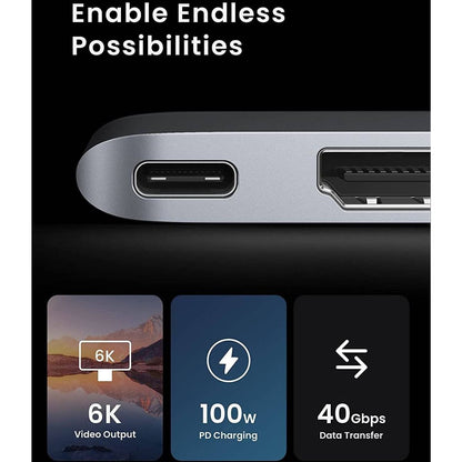 UGREEN 80856 6-in-2 USB-C Hub Adapter | 4K HDMI | 5Gbps | SD/TF Card Reader | 2×USB 3.0 | MacBook Pro &amp; Air | Silver