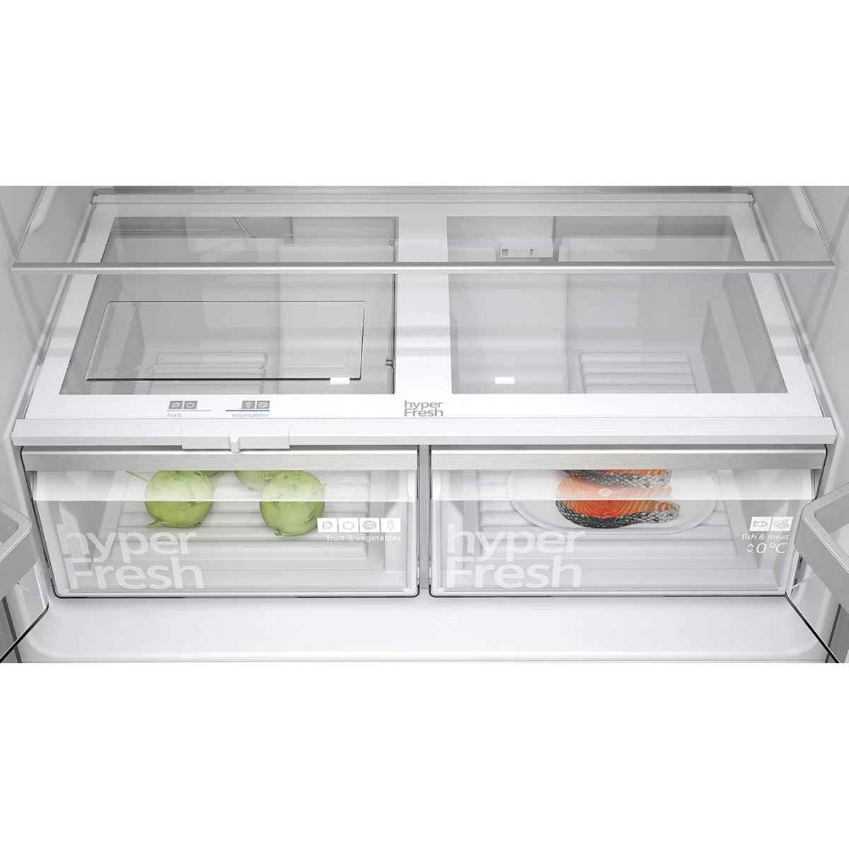 Siemens iQ300 605L French Door Bottom Freezer Fridge Freezer – Black Steel Anti-Fingerprint, (KF96NAXEAG)