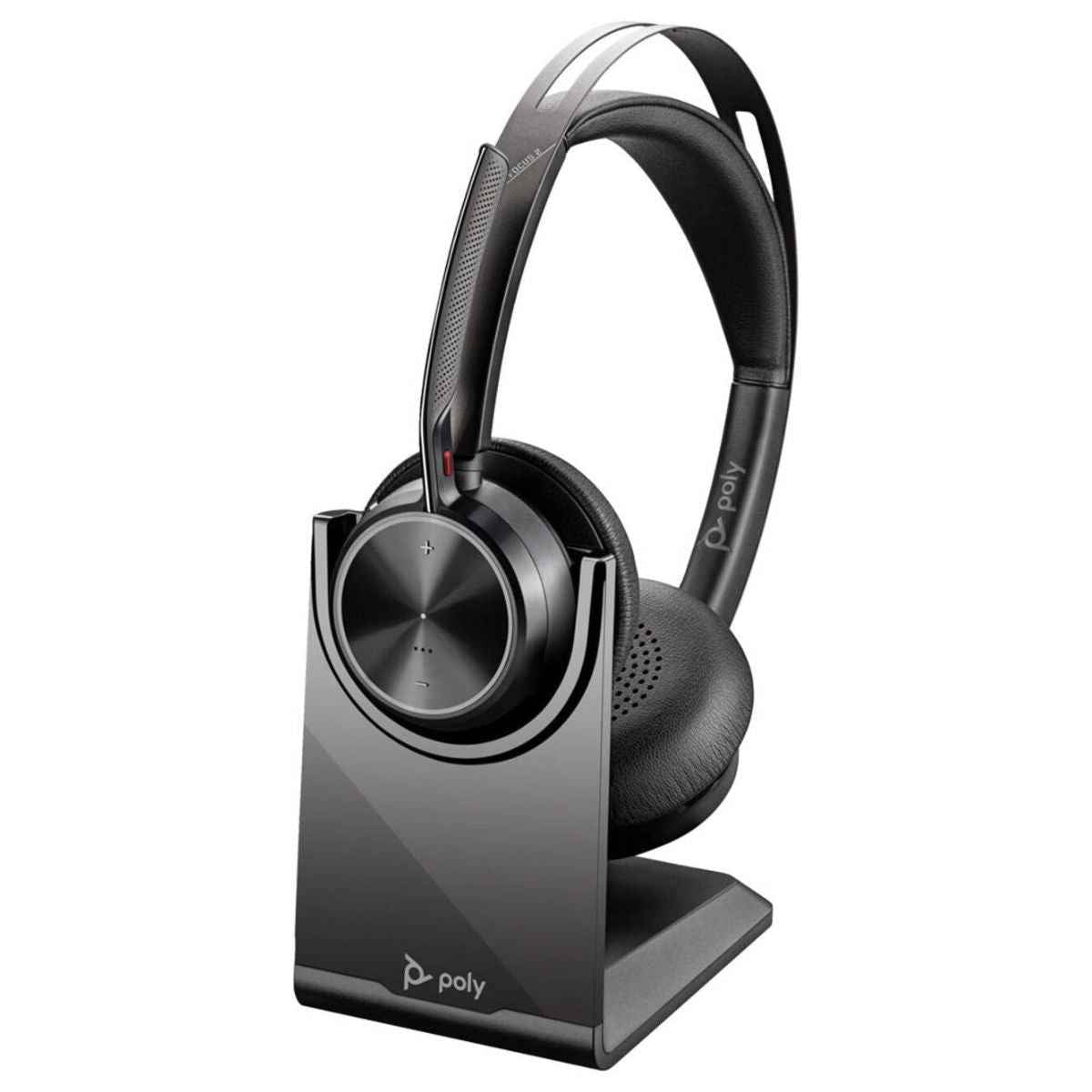 HP Poly Voyager Focus 2 Microsoft Teams Certified USB-C-C Headset with USB-C/A Adapter & Charging Stand, 32 mm Speaker Size, 6 Noise Cancelling Microphone, 1.5m Cable Length, Black | 9T9J6AA