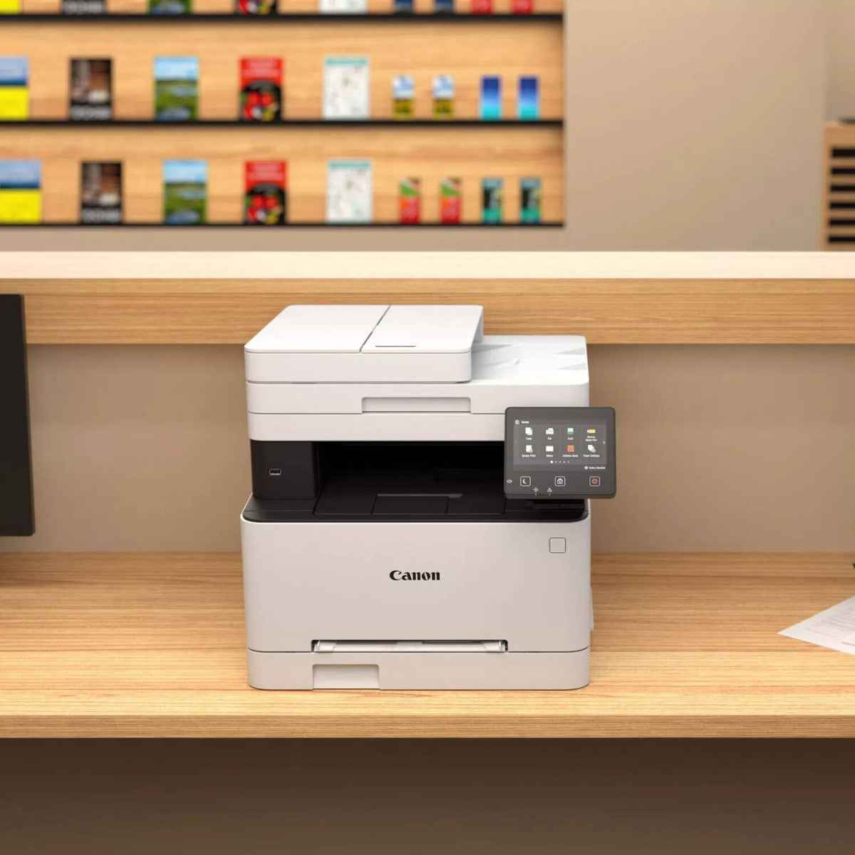 Canon i-SENSYS MF657Cdw Wireless Colour AIO Laser Printer, 21ppm Print Speed, 5" LCD Colour Touch Screen, 1200 x 1200 dpi, 50-sheet ADF, 30,000 Pages / MO Duty Cycle, USB 2.0 / Wi-Fi, White | 5158C001