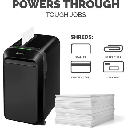 Fellowes Powershred LX220 Micro-Cut Shredder | P-4 | 20-Sheet Capacity | 2 × 12mm | 8-Gallon Bin | Black | 5015401