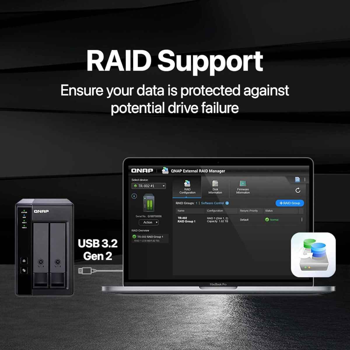 QNAP TR-002 2-Bay USB Type-C RAID Expansion Enclosure – SATA HDD/SSD Storage for NAS, Windows, Mac & Linux