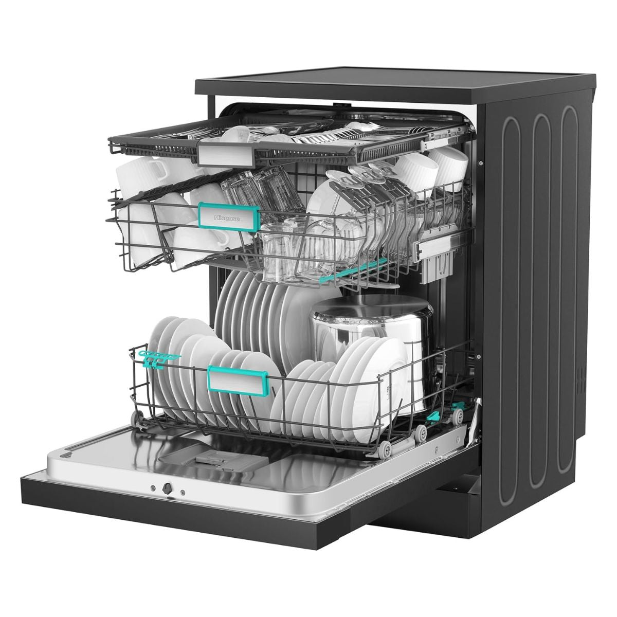 Hisense HS673C90BME Freestanding Dishwasher | 16 Place Settings | WiFi Connectivity | Smart Dry | Three-Level Wash | Inverter Technology | Premium Black