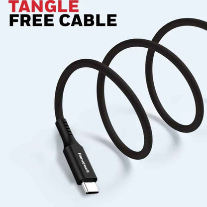 Honeywell Type C USB 2.0 Cable, PD 60W, QC 3.0, 1.8 Mtr, Fast Charge & Ultra Soft Silicone Sync Cable, Black