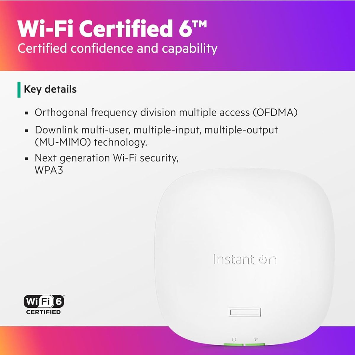 HPE Networking Instant On AP22 Indoor Access Point – 2x2 Wi-Fi 6, Dual-Band, Business-Grade Wireless Access Point (RW)