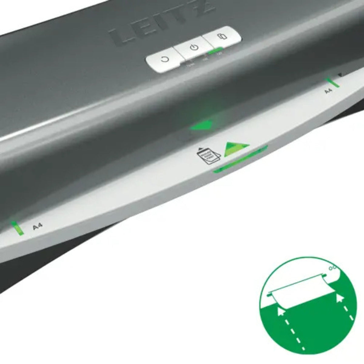Leitz iLam Office A4 Laminator – Fast Warm-Up, 80–125 Microns, Compact Design, Silver/White | LE72511084