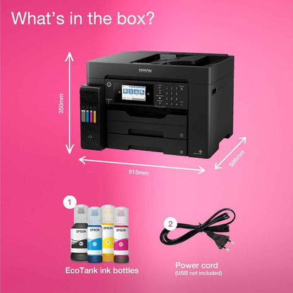 Epson EcoTank L15150 A3 Wi-Fi Duplex AIO Ink Tank Printer, 25 ipm Print Speed, 2400x1200 DPI Scan Resolution, 50 Pages ADF, 250 Sheets Tray Capacity, USB, ETH, WiFi/Wi-Fi Direct, Black | C11CH72403DA