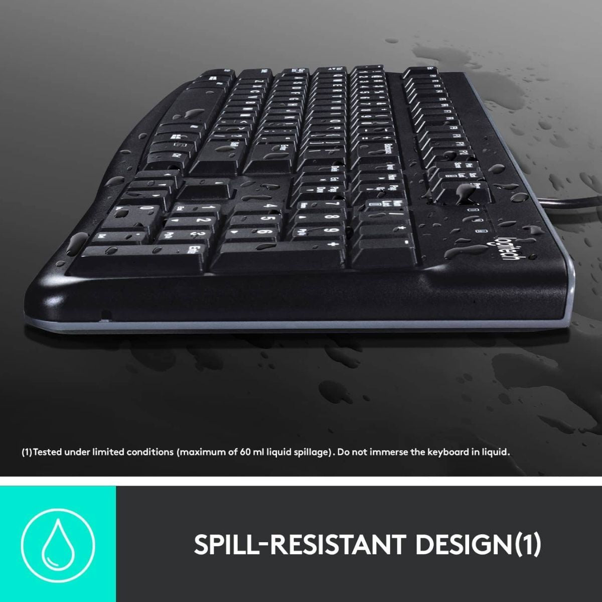 Logitech K120 Business Wired Keyboard | USB Plug-and-Play | Full-Size Keyboard | Spill-Resistant Design | English/Arabic Layout | Windows &amp; Linux Compatible | Black