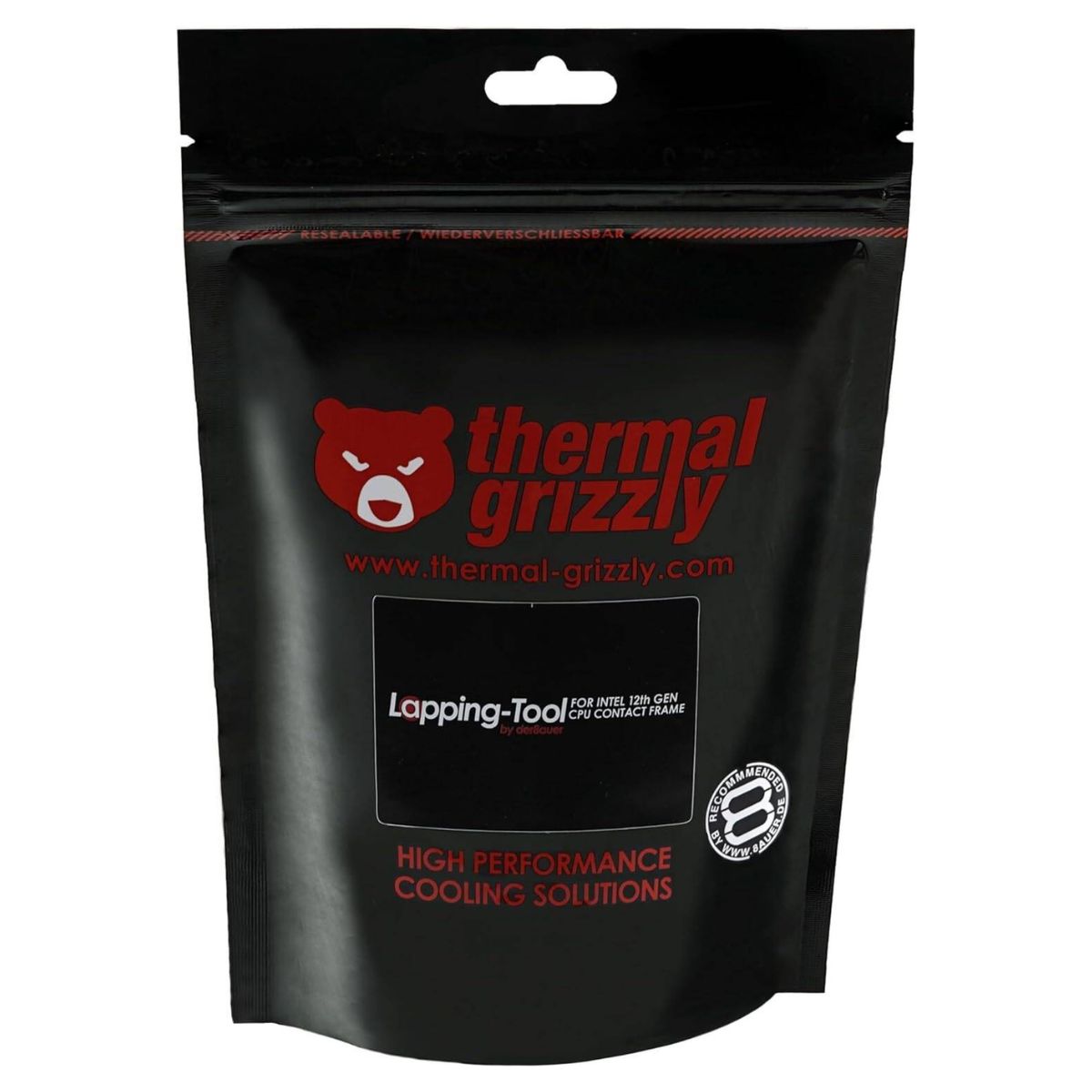 Thermal Grizzly Lapping Tool for Intel 12th Gen CPU Contact Frame | Acrylic Glass | 400 / 1200 / 2500 Grit Sanding Paper | TG-ILT-12G