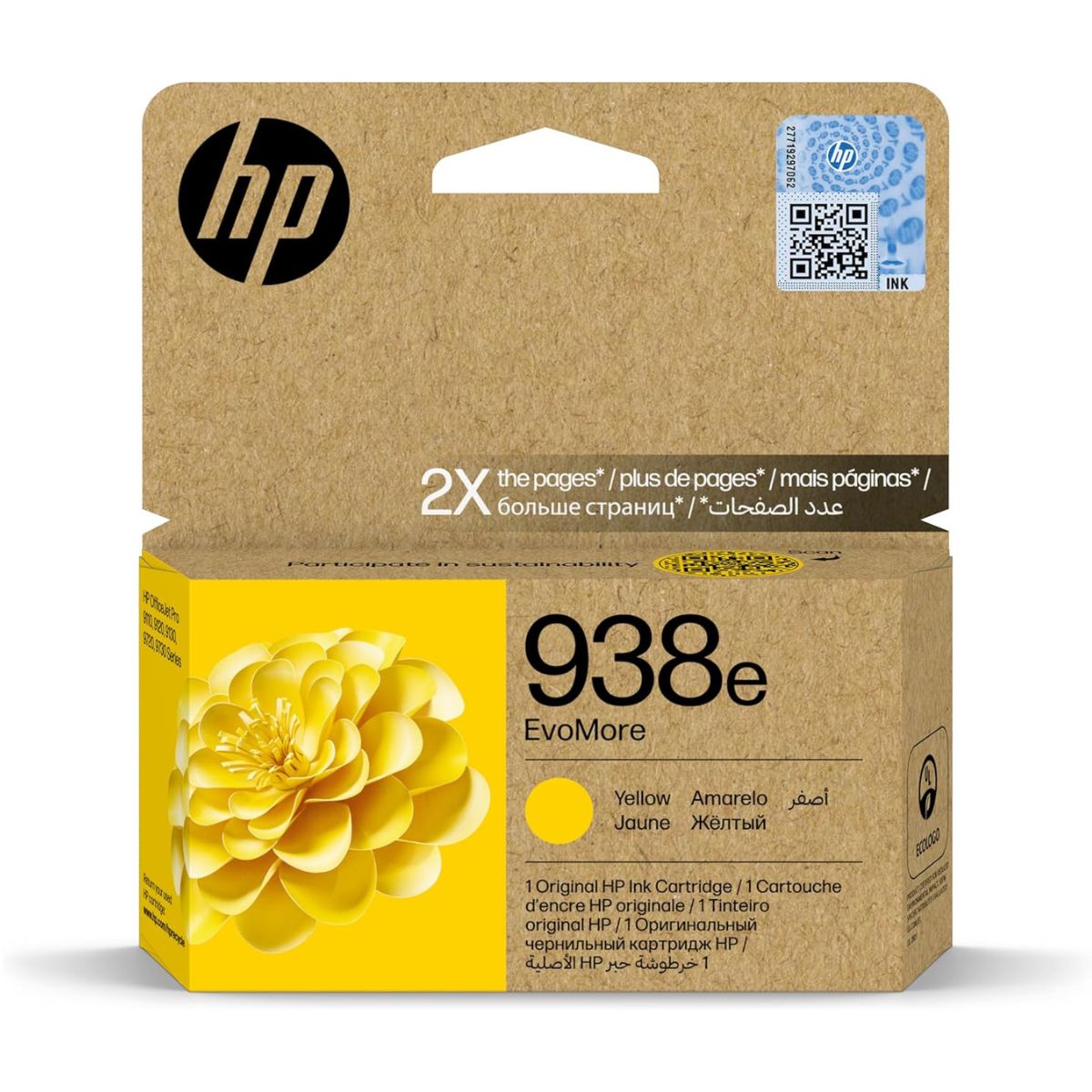 HP 938e EvoMore Original Ink Cartridges | Black, Cyan, Magenta & Yellow | High-Yield Genuine HP Ink for OfficeJet Pro Printers