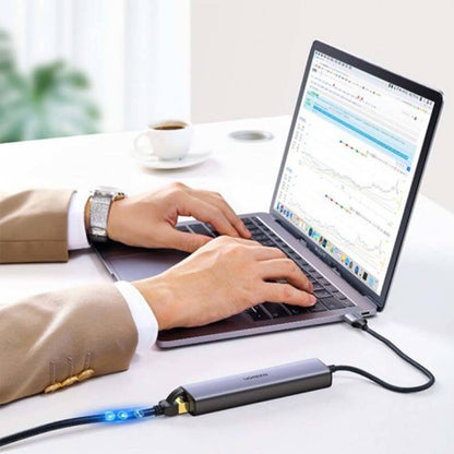 UGREEN CM475 Multifunctional Type-C Hub Docking Station | 3× USB 3.0 | RJ45 Gigabit Network | USB-C Charging | Aluminium Alloy | Gray | 20932