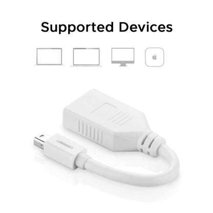 UGREEN 10445 Mini DisplayPort Male to DisplayPort Female Cable | 8.64Gbps | 2560×1600 @ 60Hz | 15cm | White