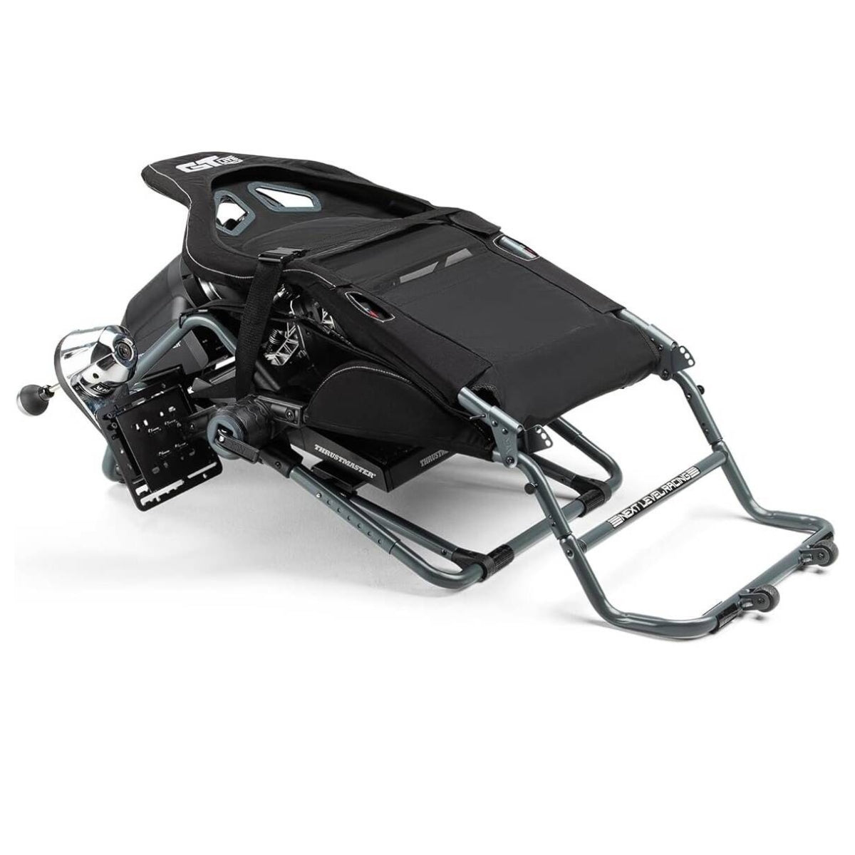 Next Level Racing GT Lite Pro Folding Cockpit, Carbon Grey Edition, Direct Drive Wheelbases up to 13Nm, Tool-Free Adjustment, 150kg Max Weight Support, 120 - 210cm Height Support