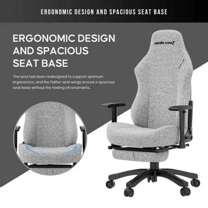 AndaSeat Luna Pro Gaming Chair – Fabric Linen, Reclining with Footrest, Ergonomic Comfort (Copy)