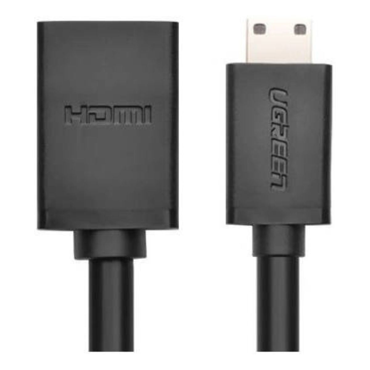 UGREEN 20137 Mini HDMI Male to HDMI Female Cable Adapter | 22cm | 4K @ 60Hz | 10Gbps | 3D | Audio-Video Sync | Black
