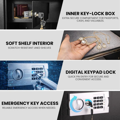 Rubik X-Large Safe Box with Digital Keypad and Key Lock (160x40x50cm) Black - RB160EG-B