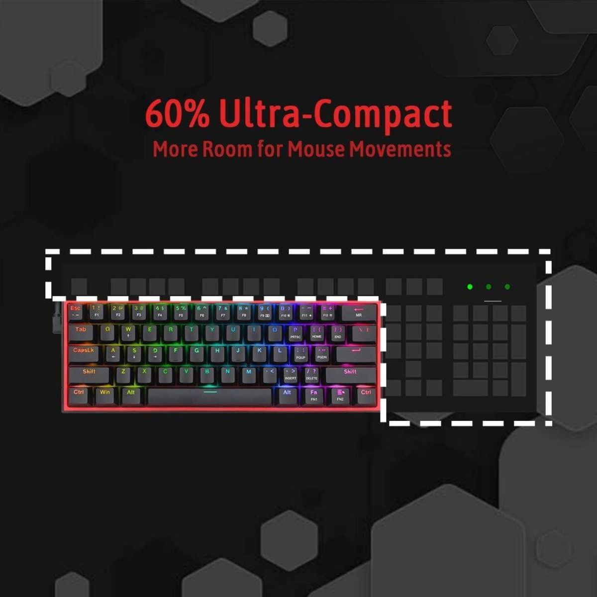 Redragon FIZZ K617 Mechanical Gaming Keyboard,  60% Wired, 61 Keys, Full-Transparent Design, RGB Backlighting, Linear Switches, Hot-Swappable, Pro Software