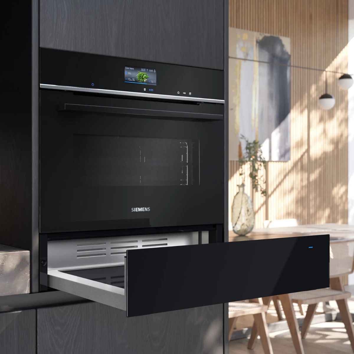 Siemens iQ700 BI710C1B1B Built-In Warming Drawer – 60x14 cm, Black, Push & Pull, Home Connect