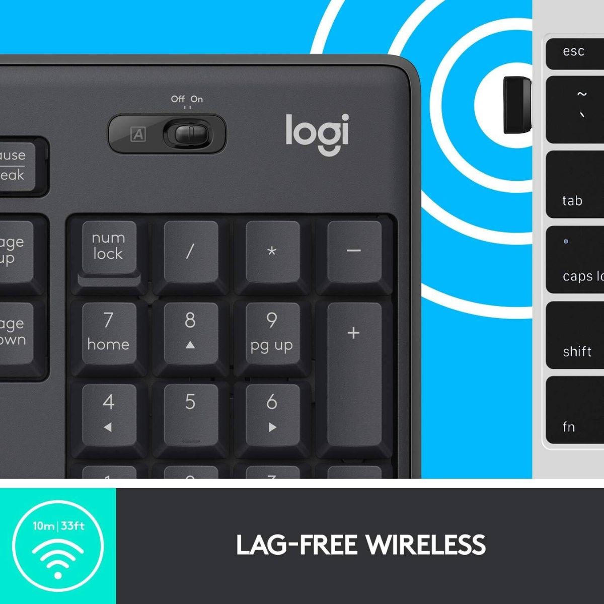 Logitech MK295 Silent Wireless Keyboard and Mouse Combo | SilentTouch Technology | 2.4GHz Wireless Connectivity | 10m Wireless Range | Nano USB Receiver | English/Arabic Layout | Graphite | 920-009801