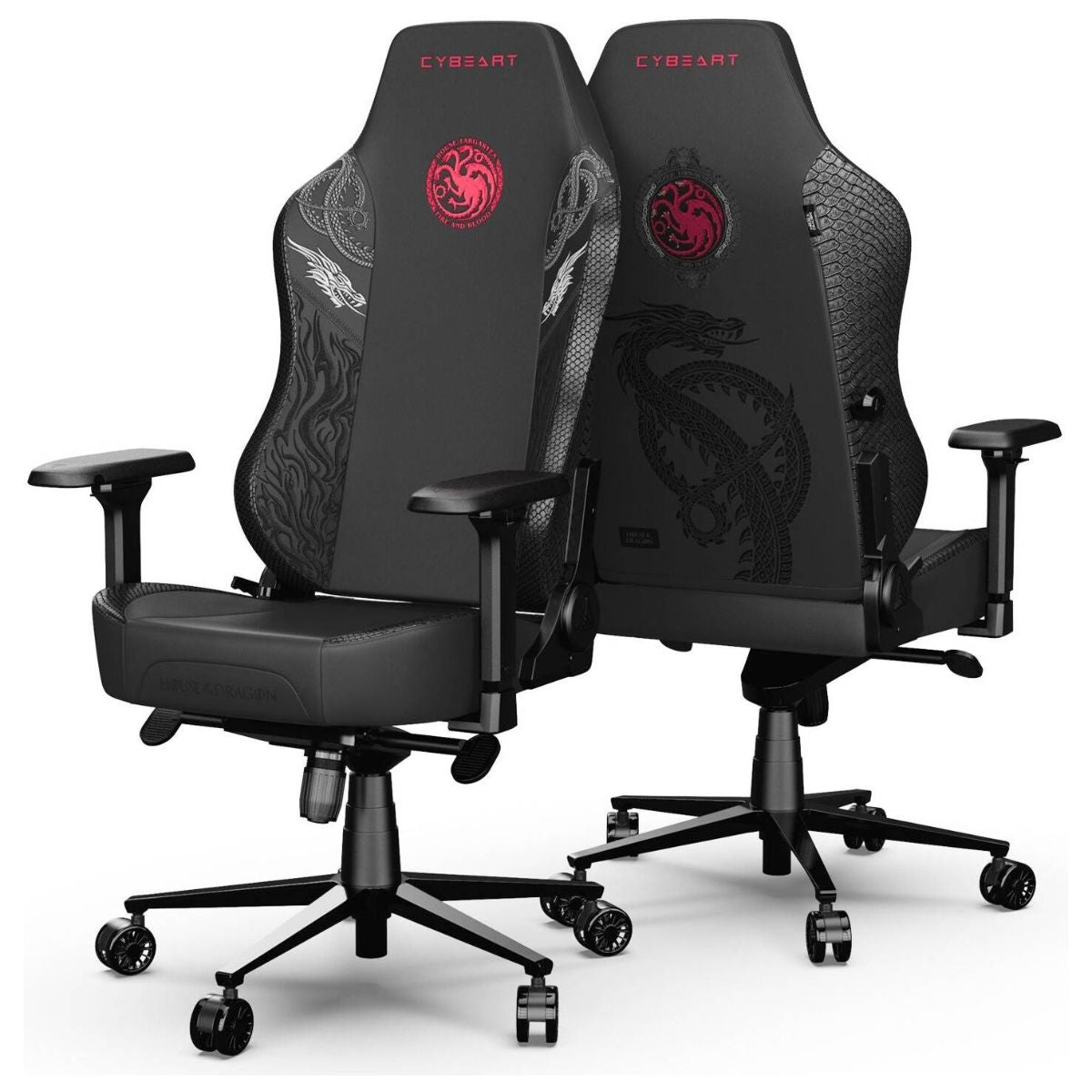 Cybeart House Targaryen Licensed Edition Gaming Chair | Supreme PU Leather | Cold-Cured Foam | 4D Armrests | 165° Recline | 150kg | Targaryen