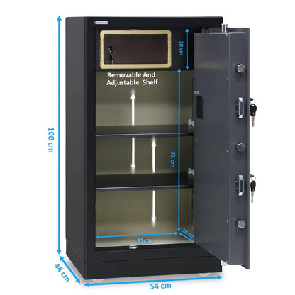 Rubik X-Large Executive Digital Safe Box RB100XTD – Triple Security Lock, Ultra Large Capacity, Heavy-Duty Steel, 100×54×44cm, Black/Grey