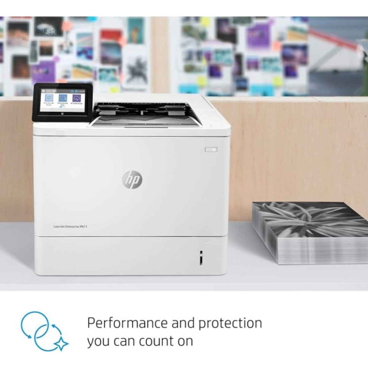 HP M611dn LaserJet Enterprise Monochrome Printer, Up to 65ppm Print Speed, 1200x1200 Dpi Resolution, Auto Duplex Printing, 100 Sheets Multipurpose Feeder, White | 7PS84A