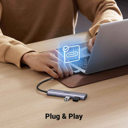 UGREEN CM473 Aluminium USB-C Hub – 4 Ports (2× USB-C + 2× USB 3.0), 5Gbps Multiport Splitter