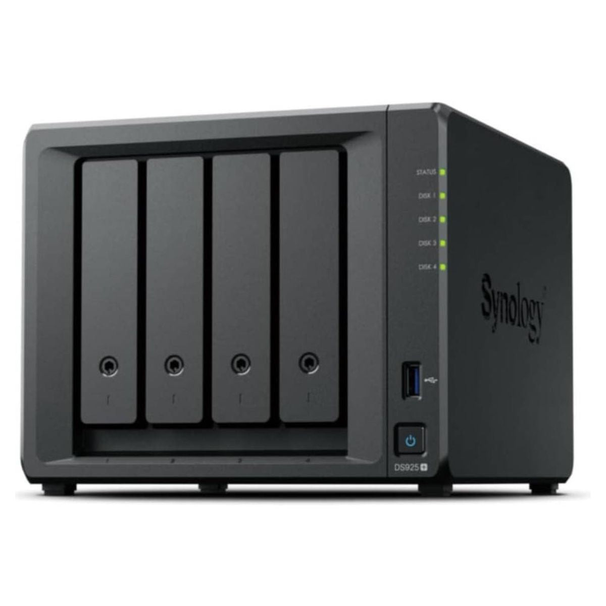 Synology DiskStation DS925+ 4-Bay NAS Server | AMD Ryzen V1500B Processor | 4GB RAM | Hot-Swappable Drive Bays | NVMe SSD Support | Black | DS925+