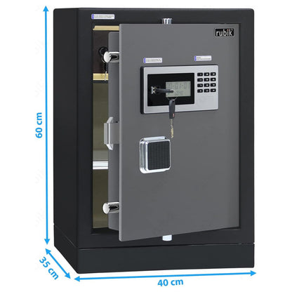 Rubik Large Executive Digital Safe Box, Dual Security Lock (60x40x35cm) Black/Grey - RB53XTD