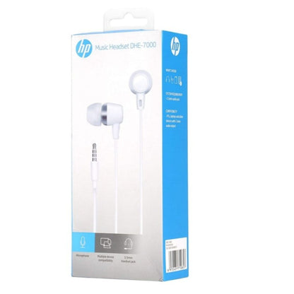 HP DHE-7000 Wired Gaming Earphone with Microphone – Lightweight In-Ear Headset, 3.5mm Universal Jack, White