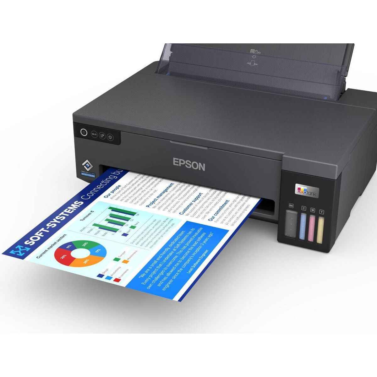 Epson L11050 Printer, Up to 15 IPM Print Speed, Wi-Fi Direct, High Yield Ink Bottles, Epson Connect, Integrated Front Facing Ink Tank System, Bi-Directional Printing, Black | C11CK39403DA