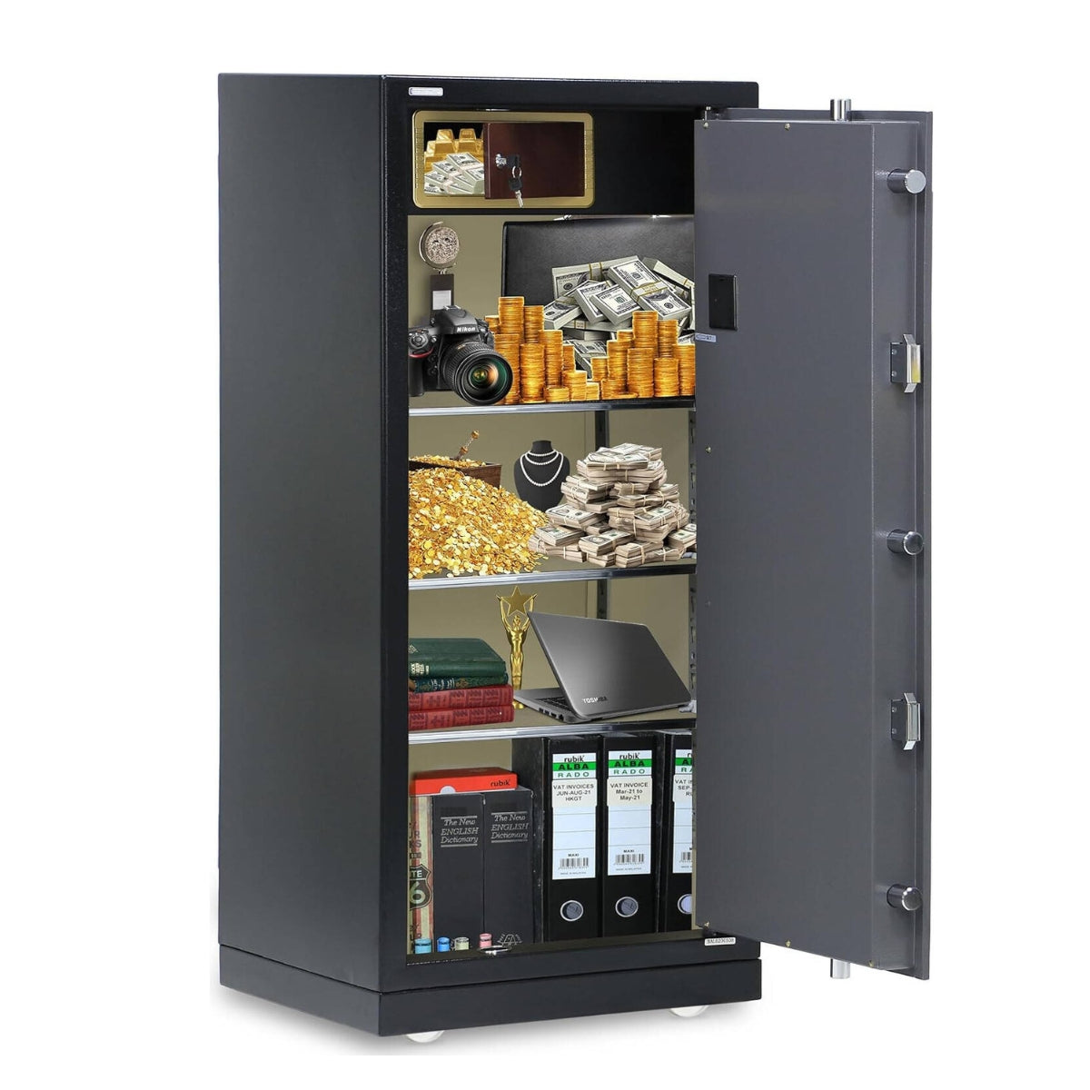 Rubik X-Large Executive Digital Safe Box RB150XTD – Triple Security Lock, Ultra Large Capacity, Heavy-Duty Steel, 150×65×56cm, Black/Grey