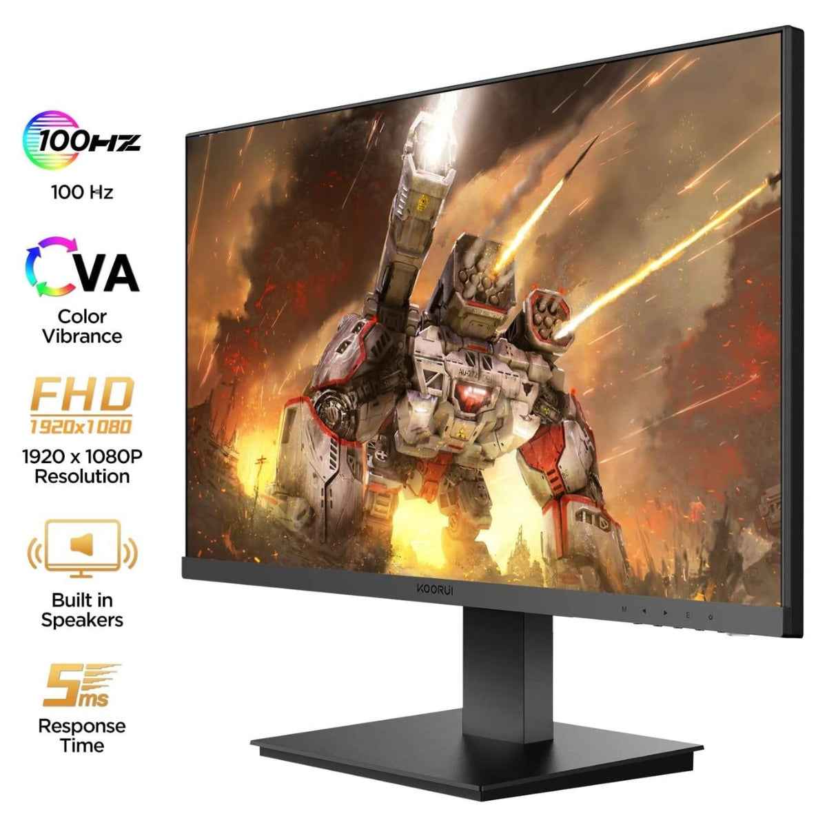 KOORUI S01 Gaming Monitor – 22" VA Display, FHD Resolution, 100Hz Refresh Rate, 4ms (OD) Response Time, FreeSync &amp; G-Sync Compatible